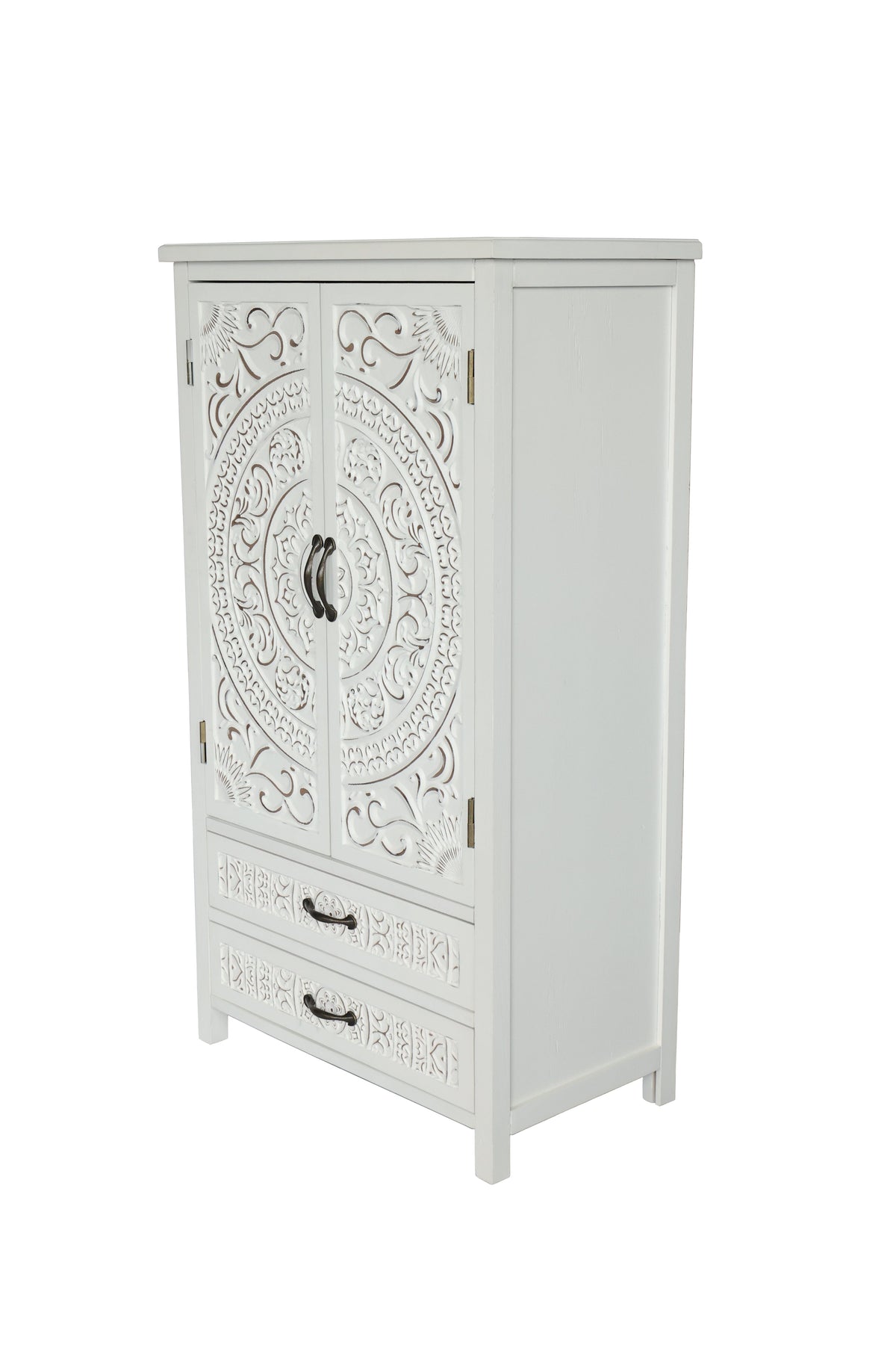 27'' Accent Tall Tower Storage Cabinet with Drawer and Doors - White