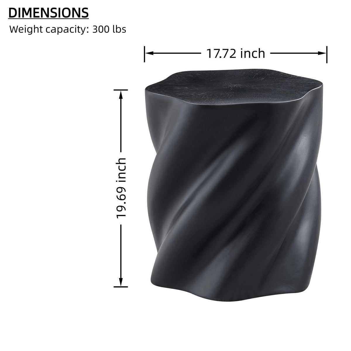 Modern Petal Shape Side Table with Sculptural Base - Black
