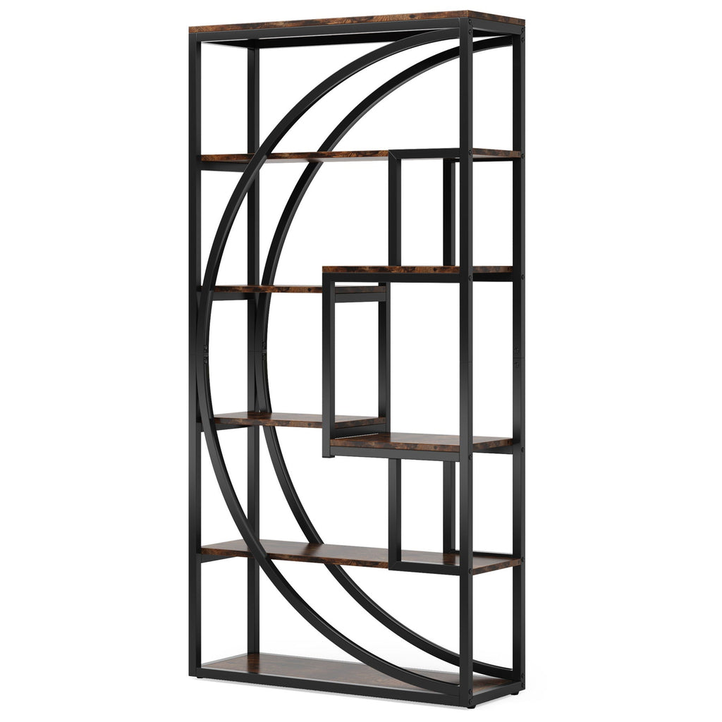 5 Tier Etagere Bookshelf with 8 Open Shelves - Dark Brown or Dark Gray