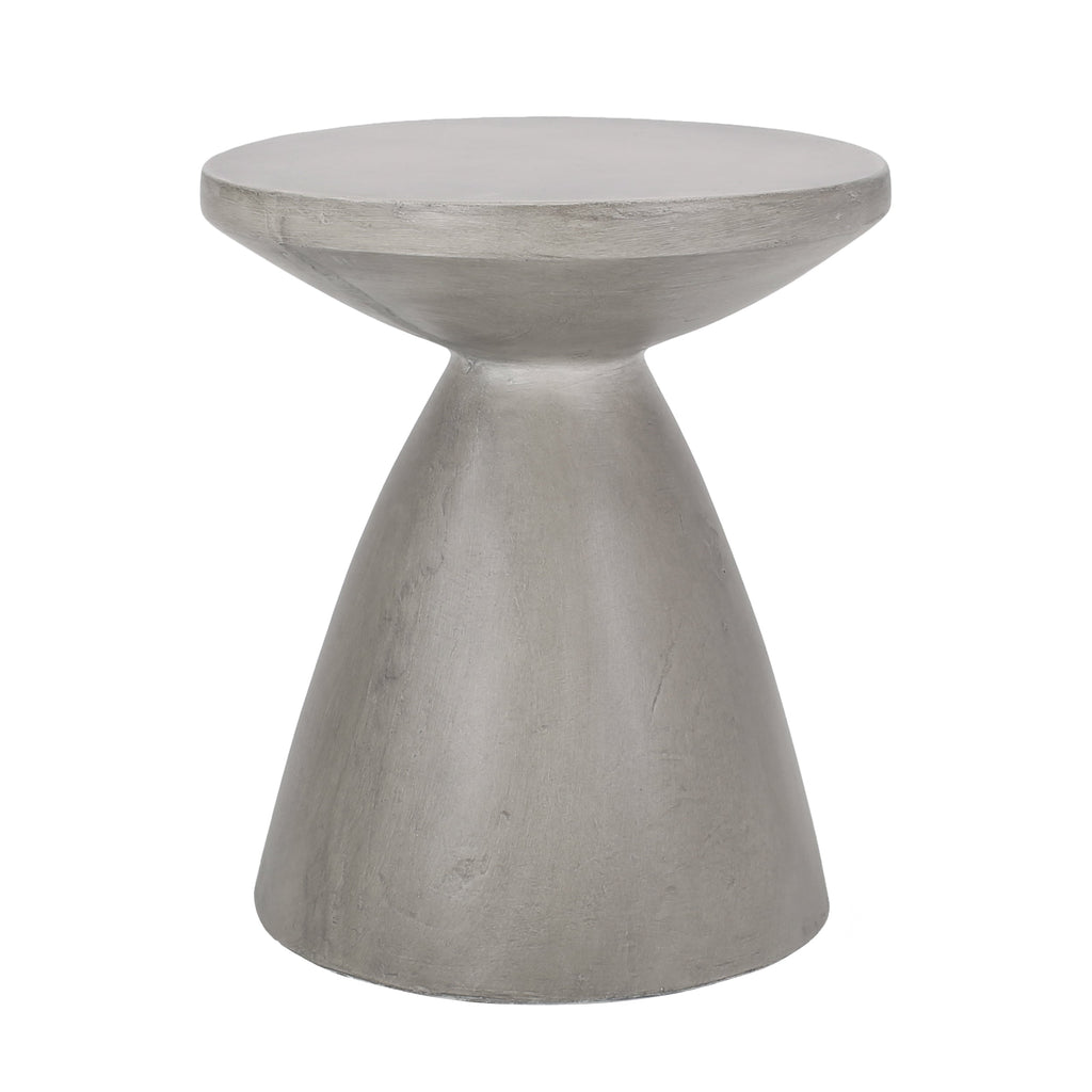 Lightweight Concrete Outdoor Side Table with Modern Design - Light Grey