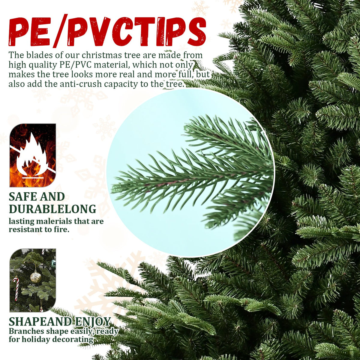 Full-Shaped 7FT Christmas Tree with 2257 Tips and Hinged Structure