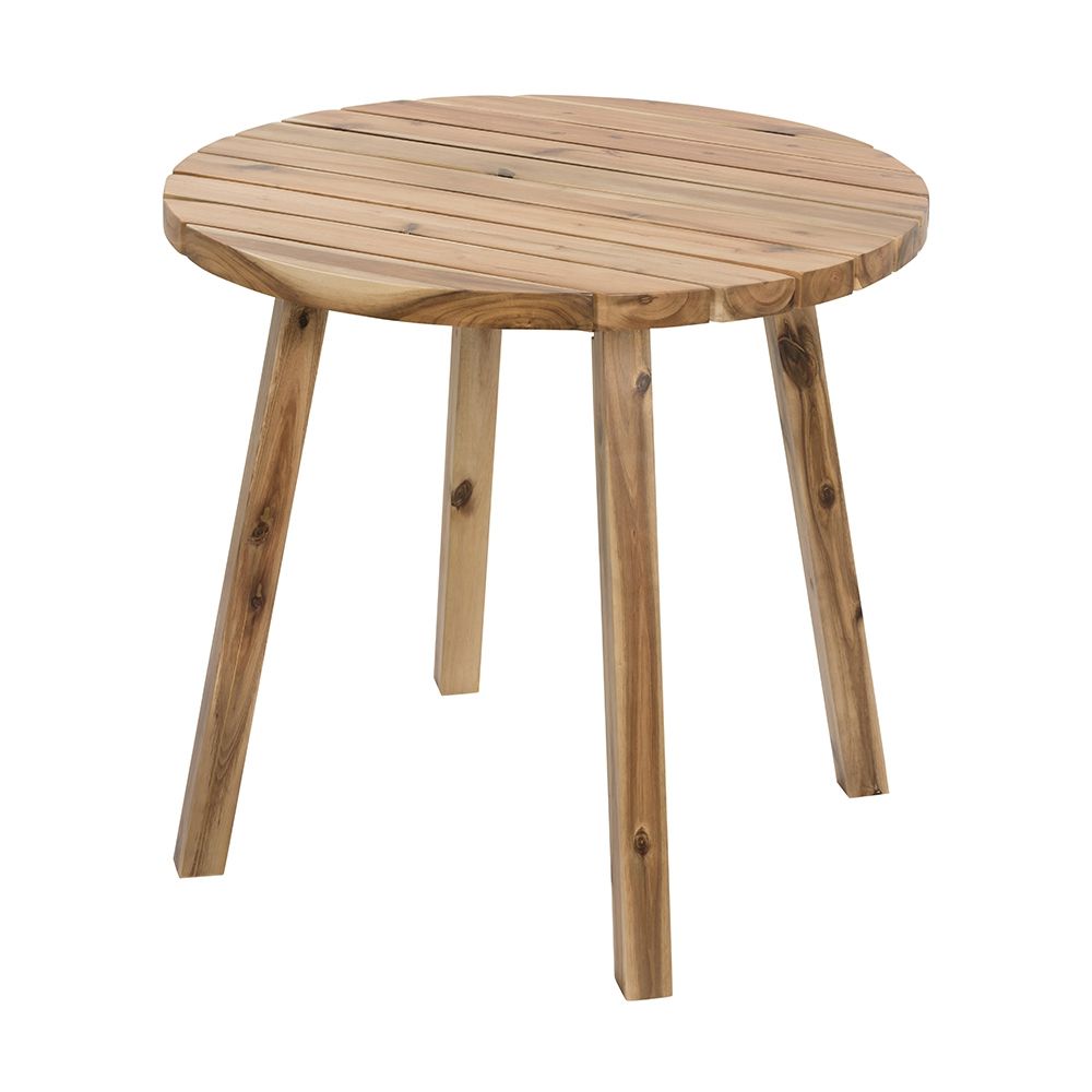 Solid Wood Round Dining Table with Durable Acacia Construction - Natural Wood / Brown