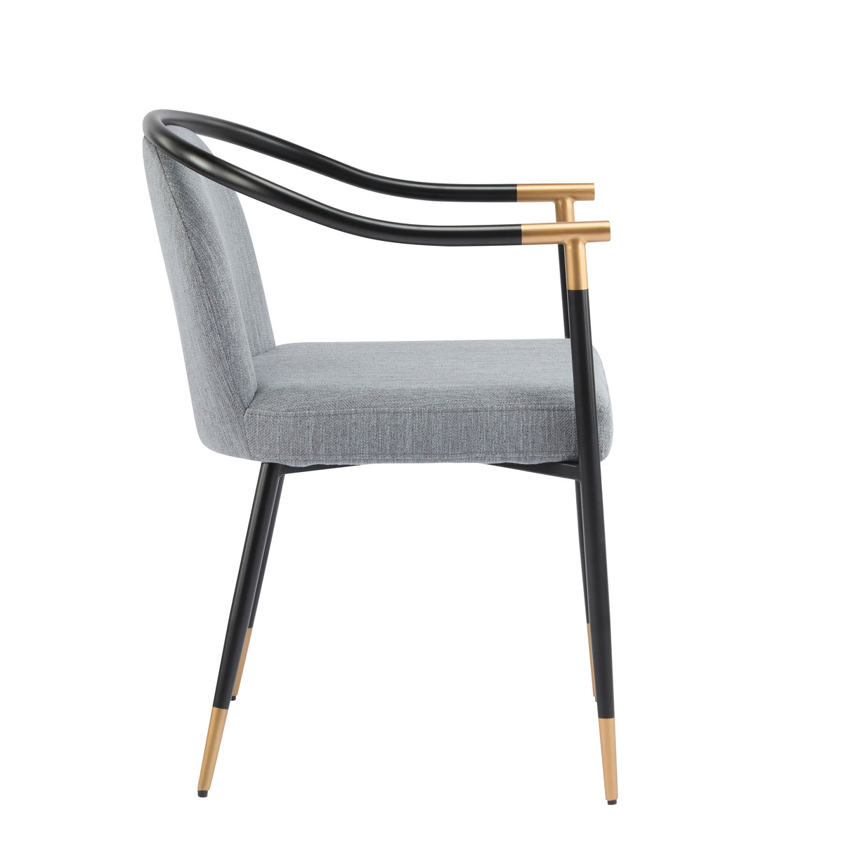 Modern Upholstered Dining Chair Set with Metal Armrests - Black