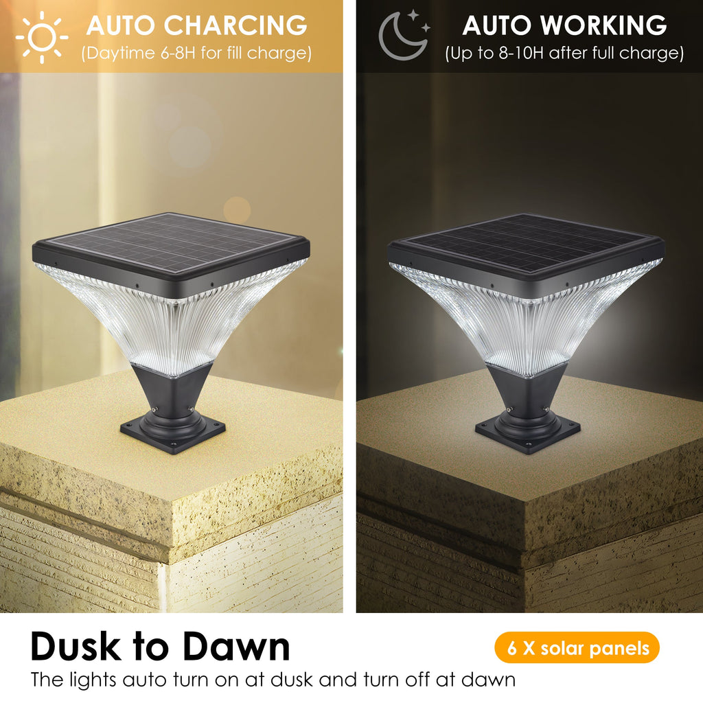 15" Black Outdoor Post Light with LED and Remote Control - Black