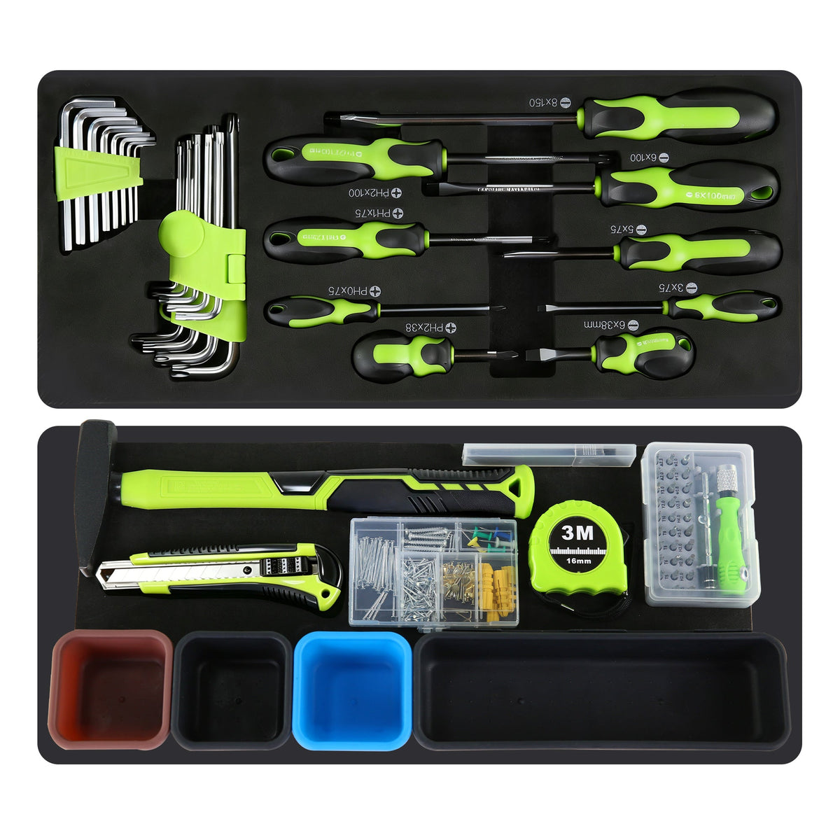 465-Piece Mechanics Tool Set with 3-Drawer Metal Box - Black & Blue