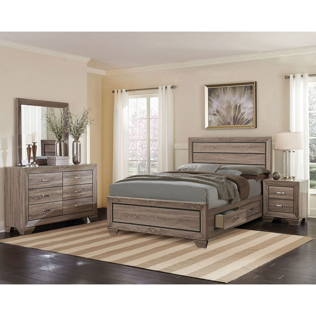 Oatfield Panel Bed with Slatted Design - Dark Brown