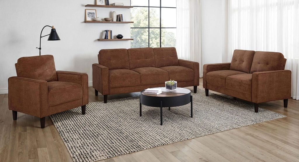 Bowen II 3-piece Fabric Upholstered Track Arm Sofa Set Rust