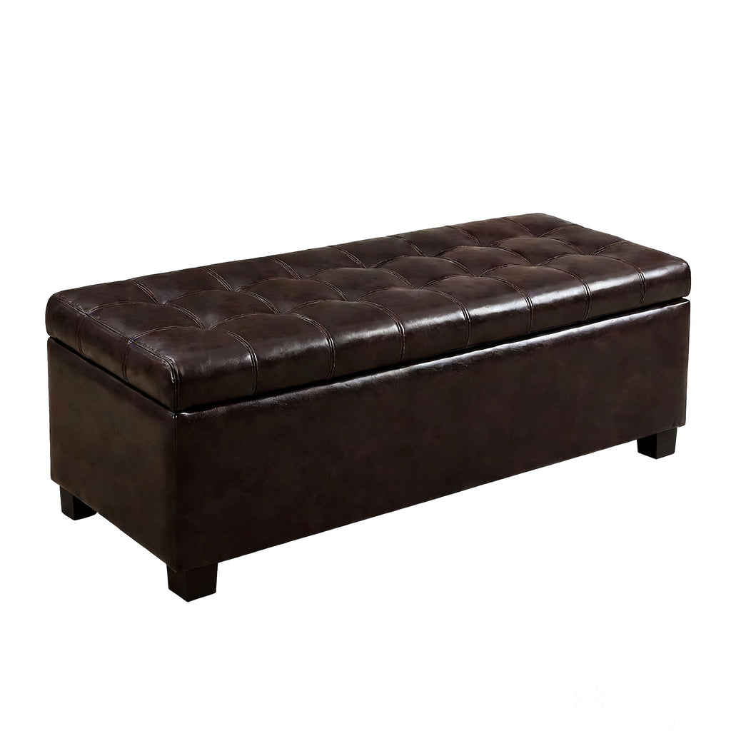 Elegant Tufted Storage Ottoman Bench with Hidden Storage - Dark Brown or Light Blue