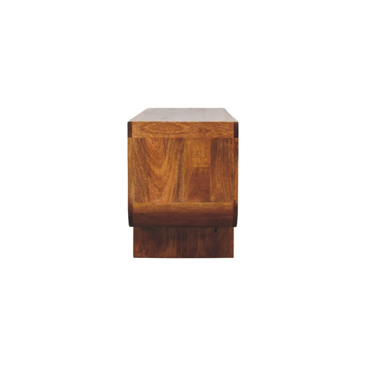 Solid Wood Orion Curved Media Unit with Open Shelves - Chestnut Finish