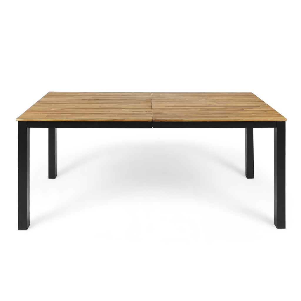 Outdoor Acacia Wood Dining Set with 71" Table & 2 Benches - Black/Teak