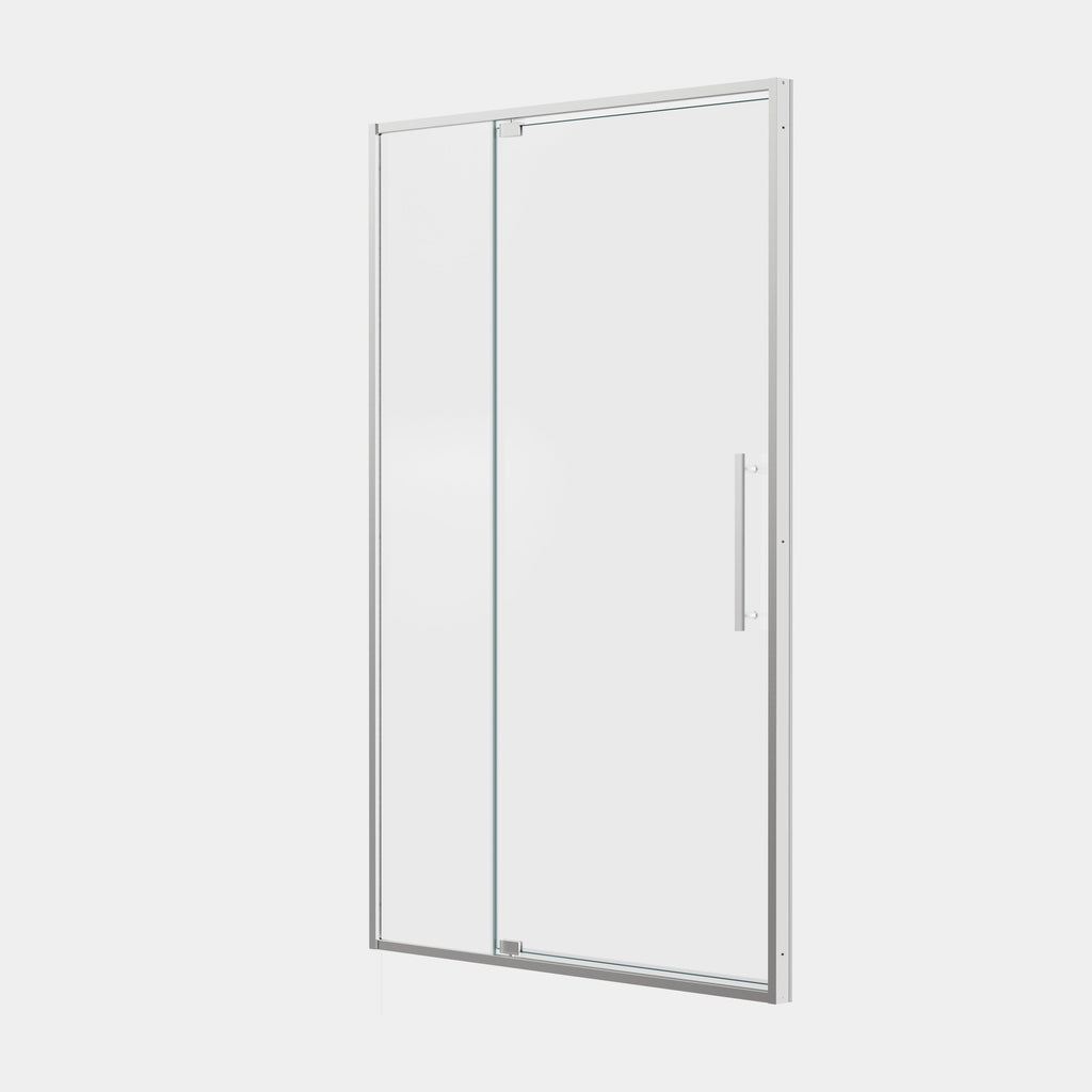 Pivot Shower Door with Tempered Glass and Soft-Close Hinge - Brushed Nickel