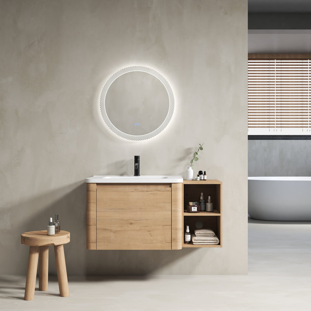 40'' Wall-Mounted Bathroom Vanity with Storage - Plywood