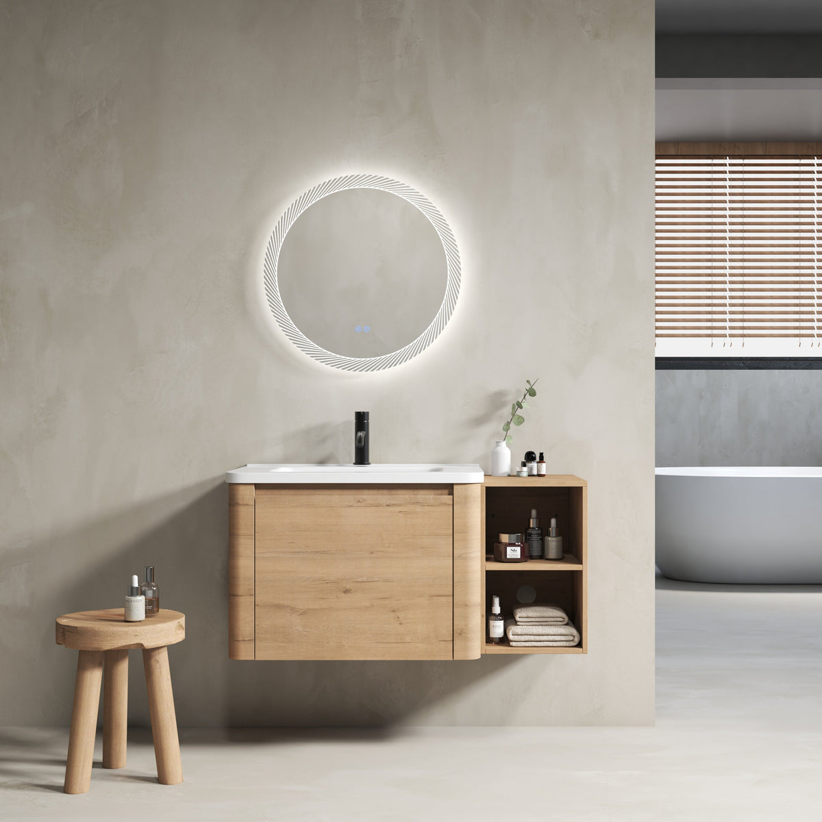 40'' Wall-Mounted Bathroom Vanity with Storage - Plywood