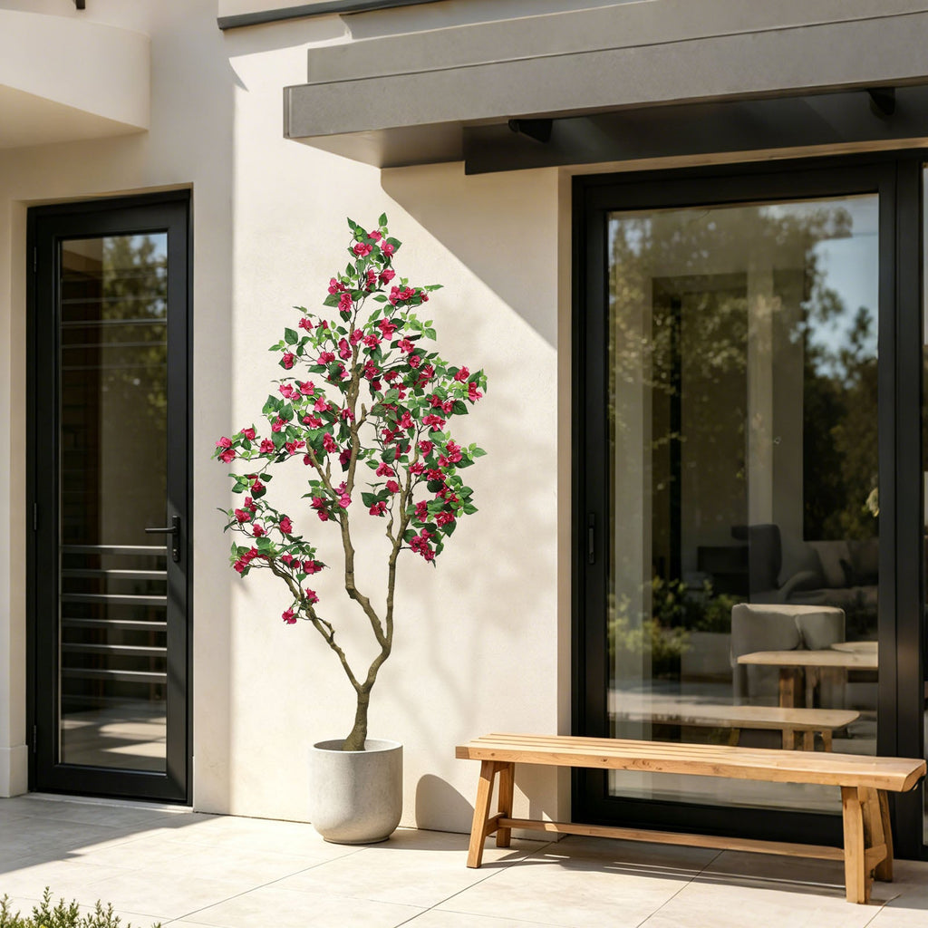 7Ft Artificial Bougainvillea Tree with Realistic Rose - Plastic