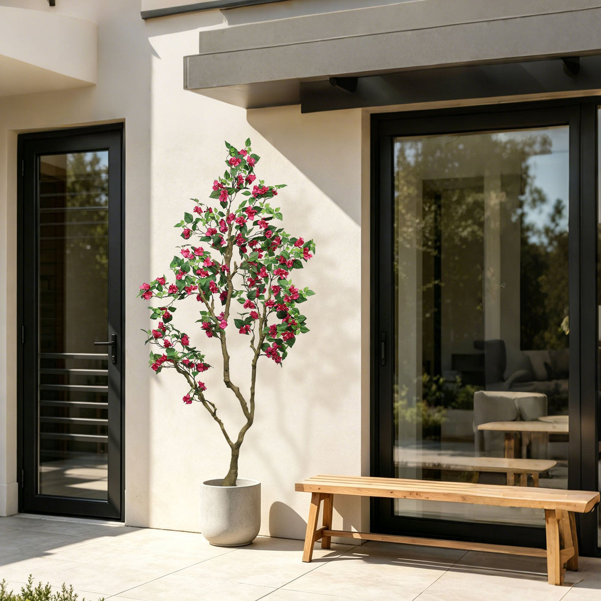 7Ft Artificial Bougainvillea Tree with Realistic Rose - Plastic