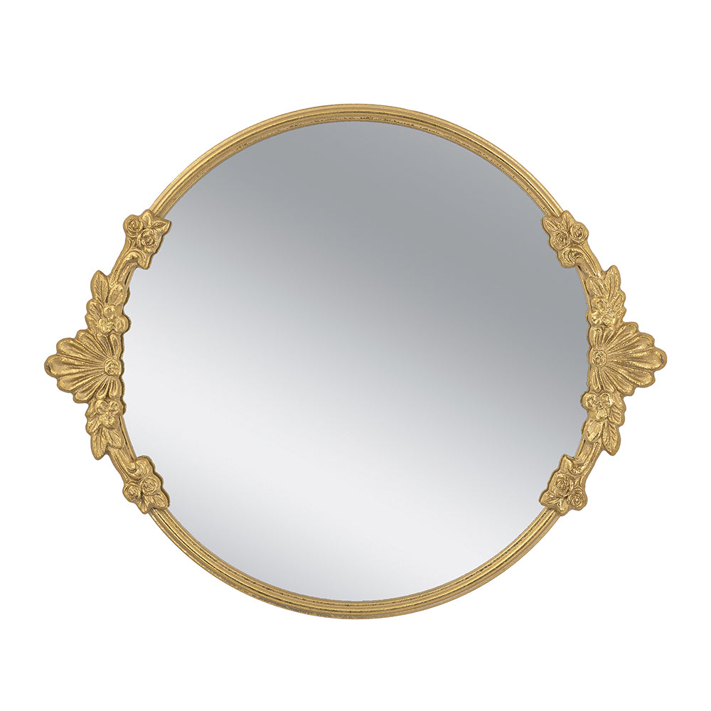 Gold Mirror Tray with Leaf Detailing - 19" W x 16" D x 1" H