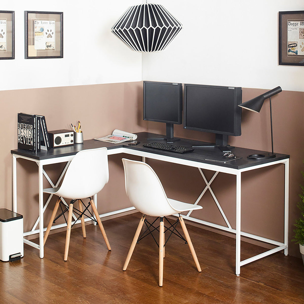 Olympus Corner Desk with Eco-Friendly Board - Dark Gray or Light Brown