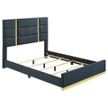 Ines 56-inch Fabric Upholstered Queen Panel Bed Navy