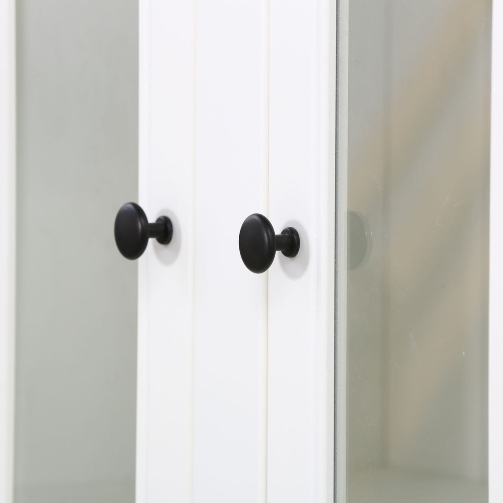 Retro Style Hutch Cabinet with Glass Door - White