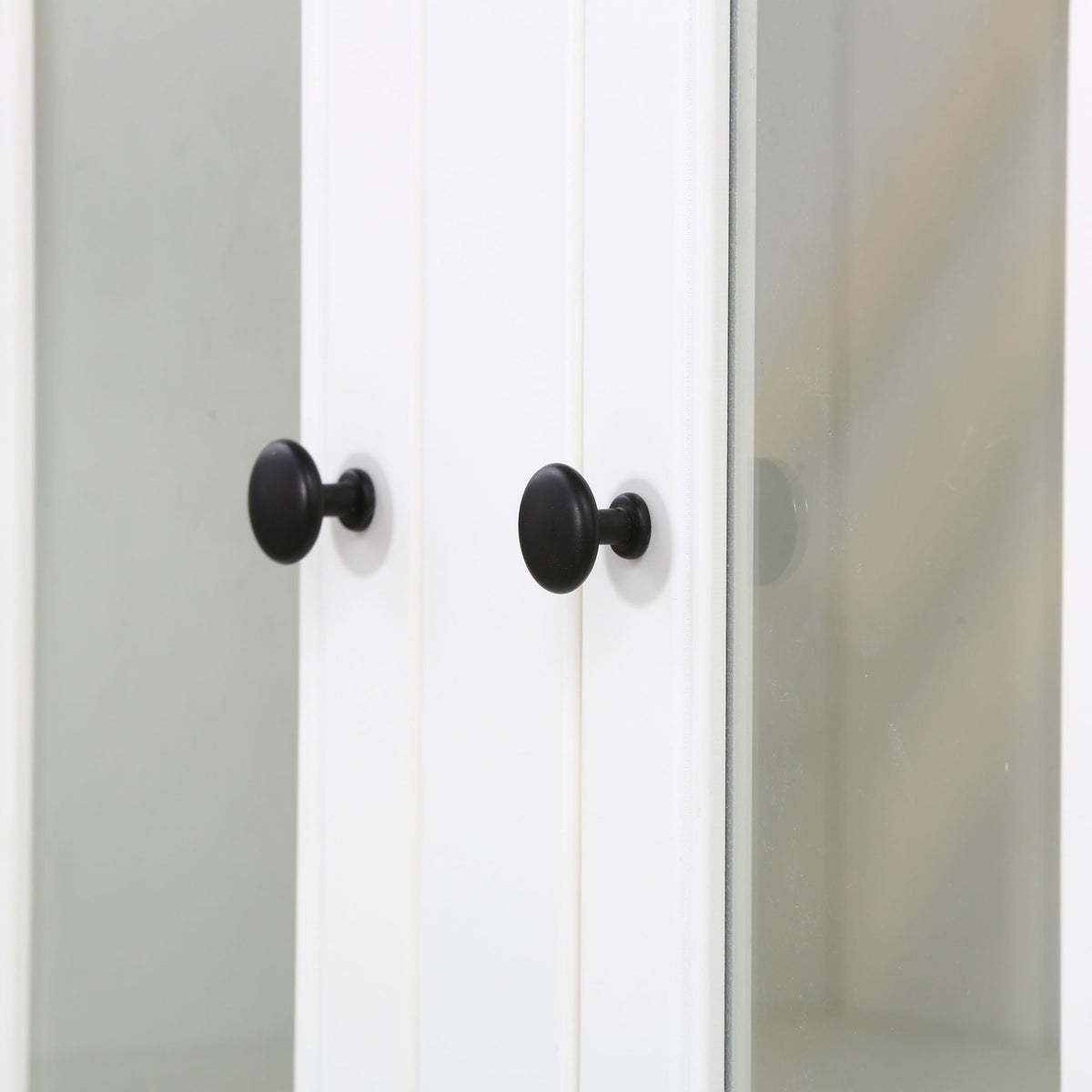 Retro Style Hutch Cabinet with Glass Door - White