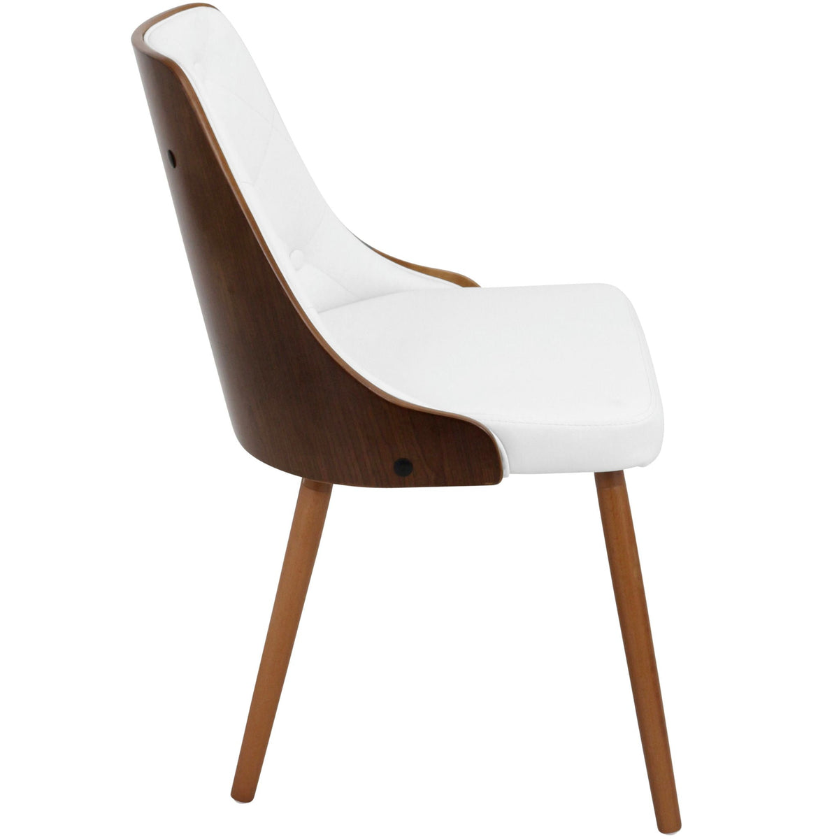 Contemporary Dining Side Chair with Bent Wood Frame - White