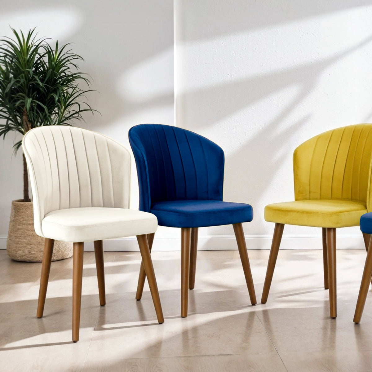 Comfortable Parsons Dining Chair Set with No Assembly Required - Beige, Blue, Yellow