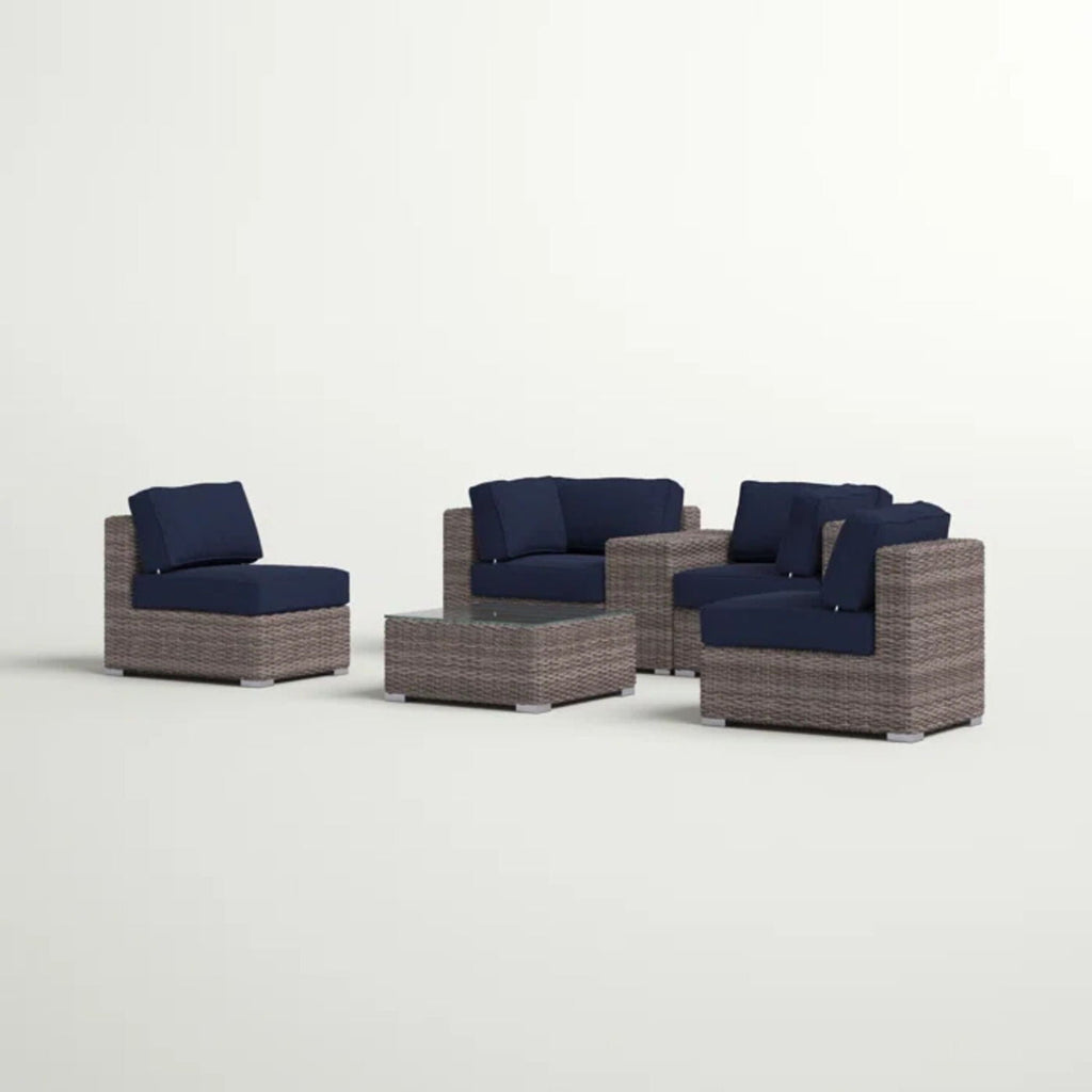 Wicker Outdoor Seating Group Set with Cushions and Table - Multiple Colors