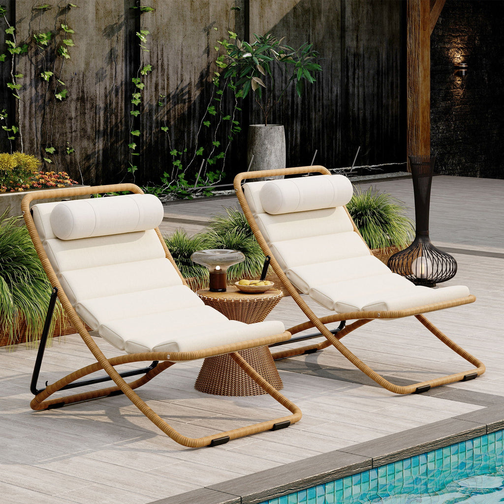 Outdoor Folding Chair Set with Adjustable Backrest – Black or Yellow