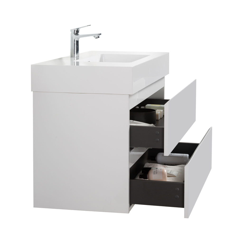 Modern Floating Bathroom Vanity with Large Storage - White or Black