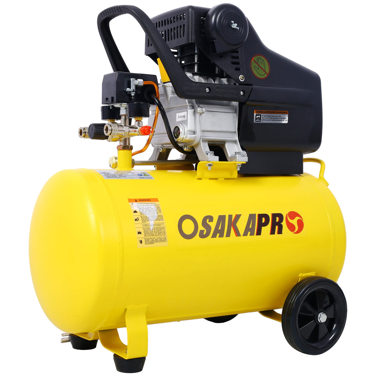 4.5HP Portable 13-Gallon Oil-Lubricated Air Compressor with Wheels – Yellow