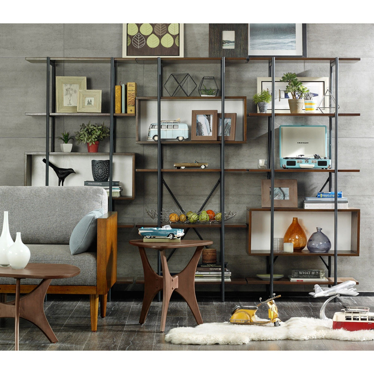 Triangle Side Table with Wood Veneer Top - Dark Brown or Light Brown