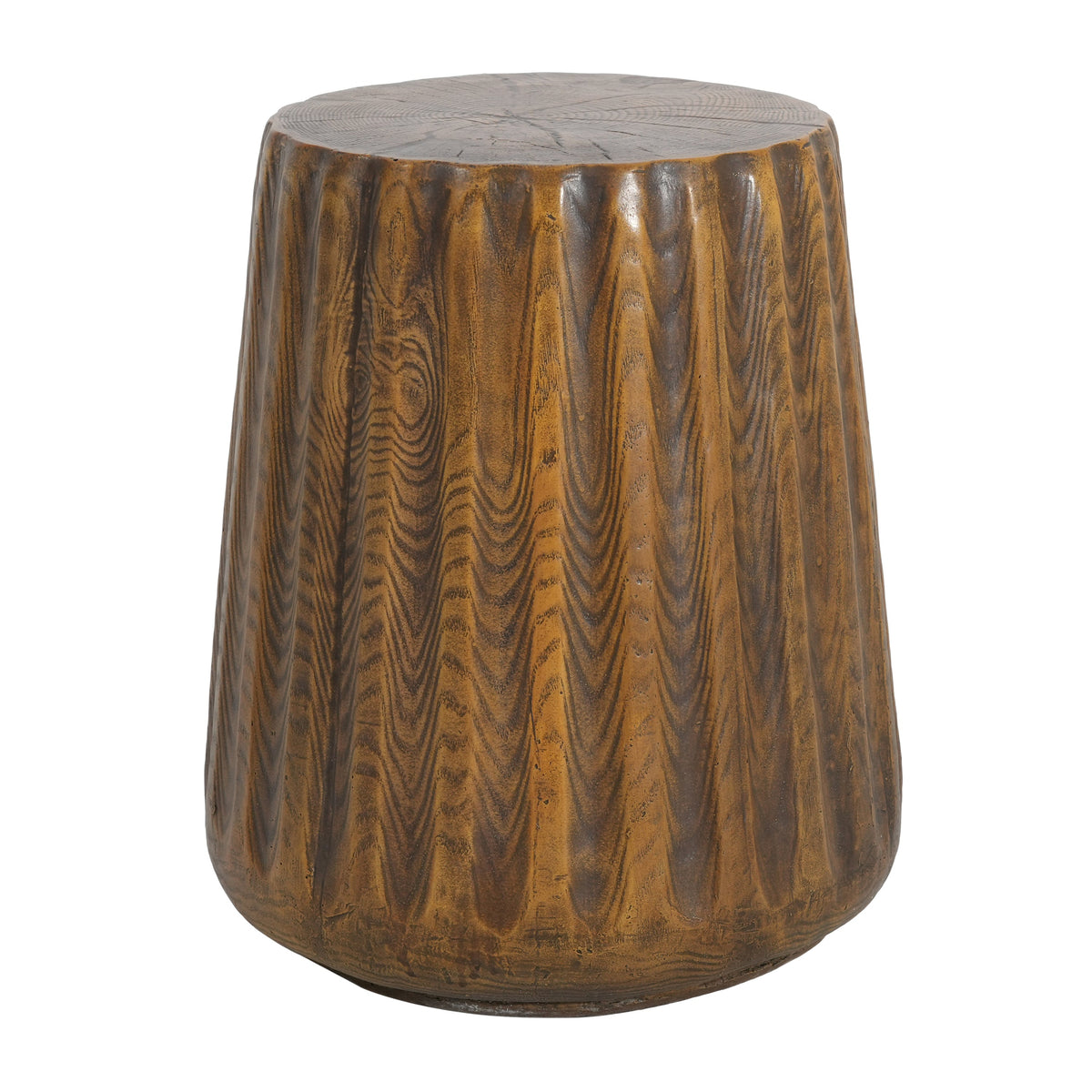 Tree Stump Style Side Table with Weather-Resistant Construction - Natural Wood Look