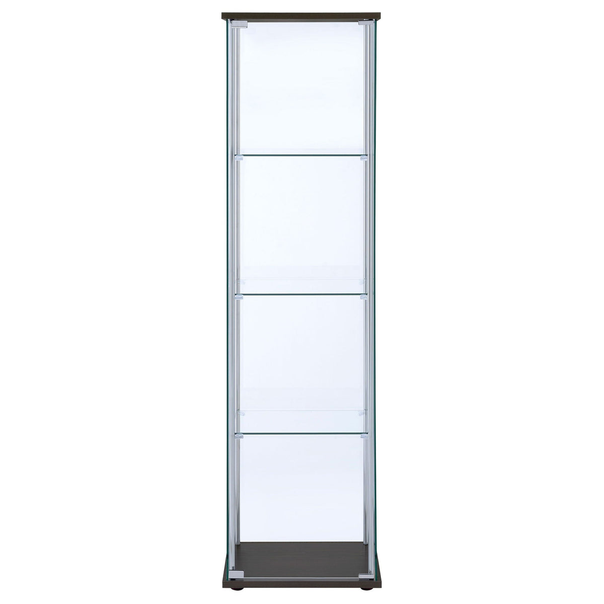 Bellatrix 3-shelf Clear Glass Curio Cabinet Cappuccino