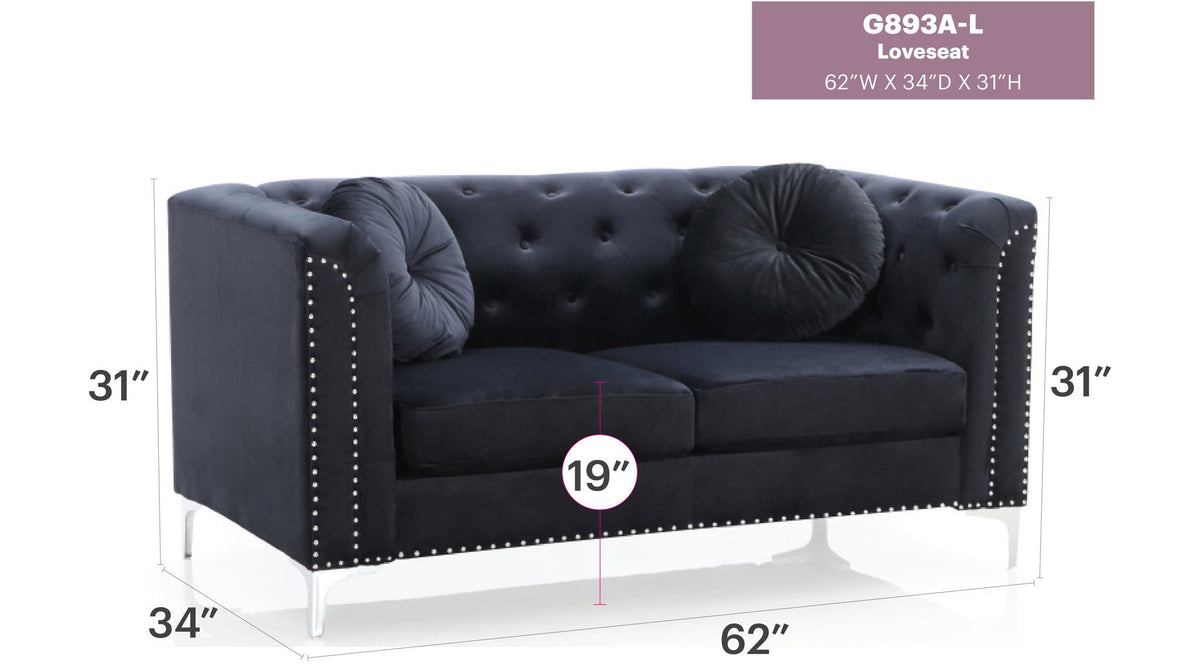 Stylish Sloped Arm Loveseat with MicroSuede Cover - Blue, Dark Gray, Red, Black