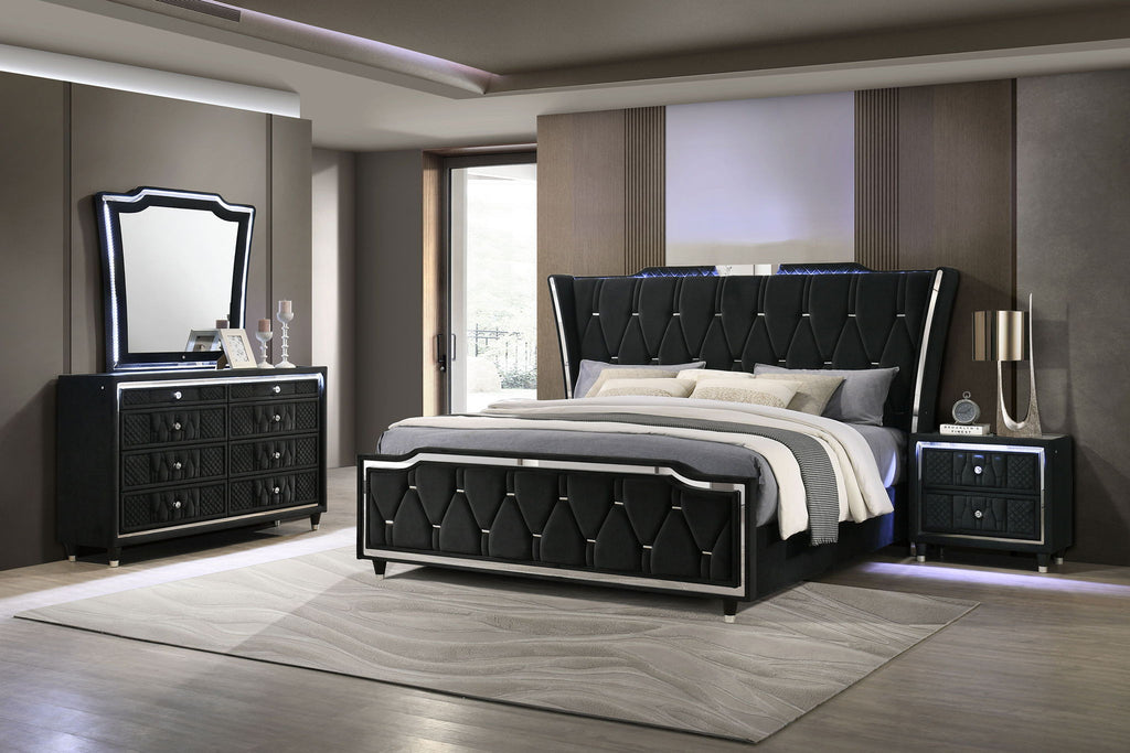 Lorient 4-piece Eastern King Bedroom Set Black
