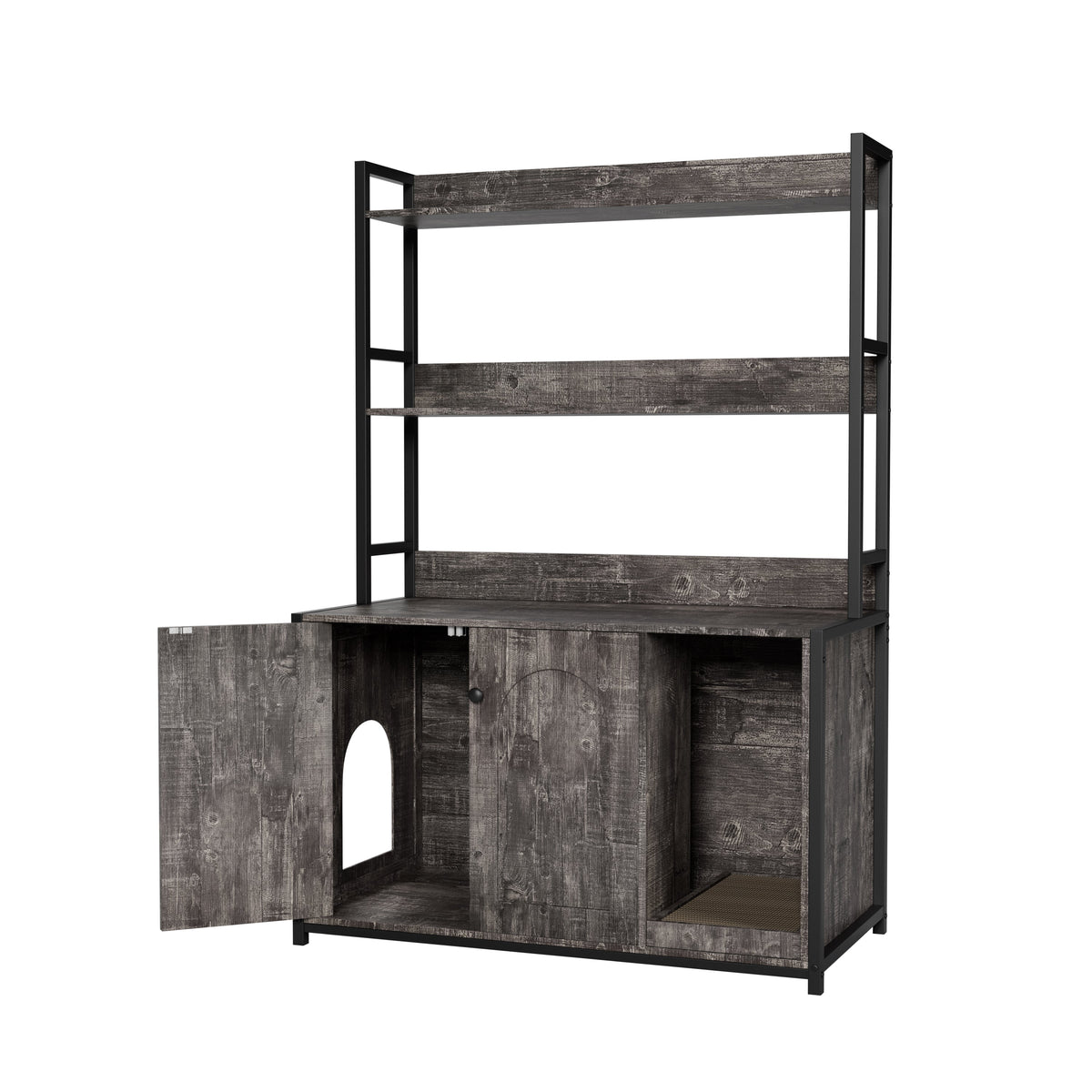 Large Cat Litter Box Enclosure with Shelf Storage - Grey