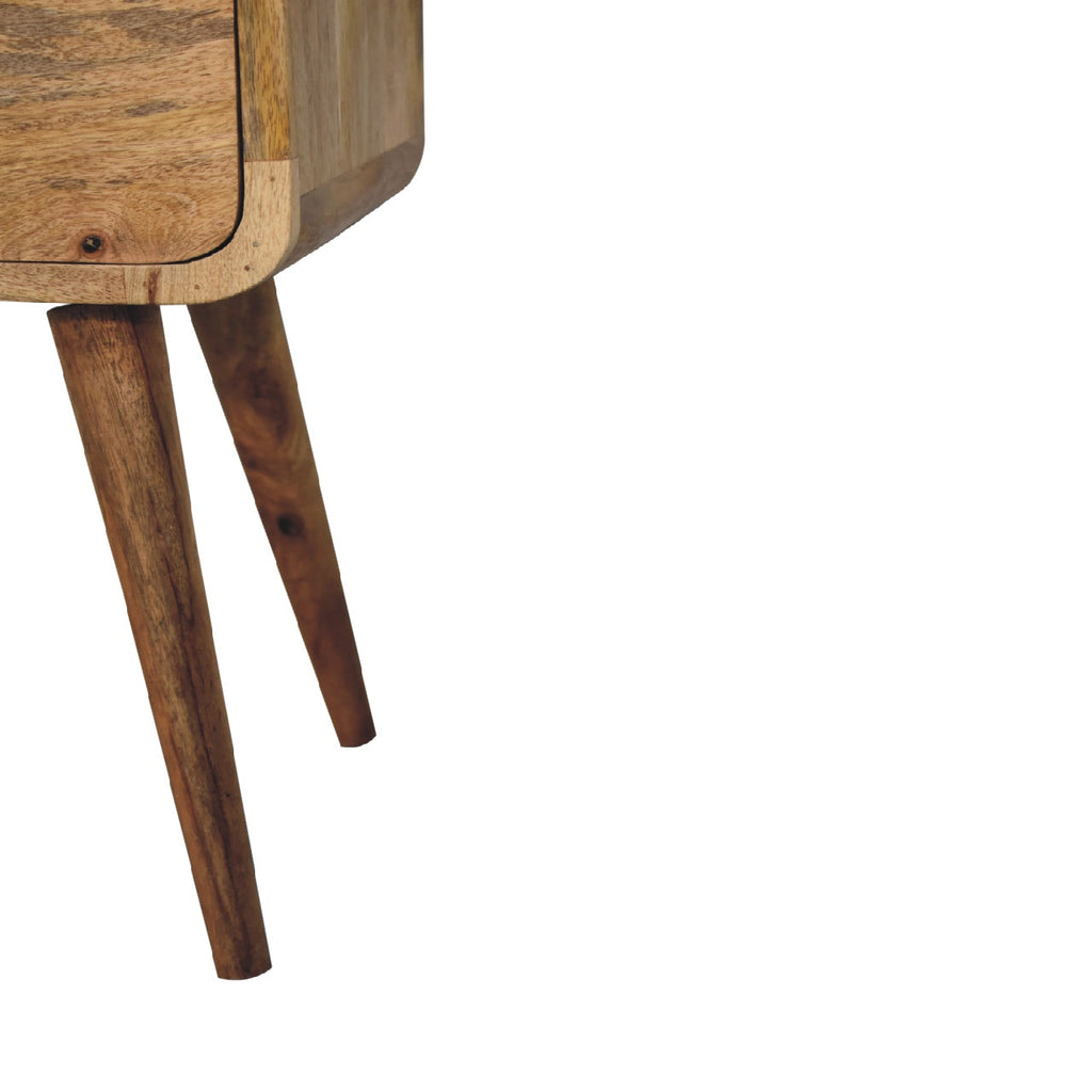 Solid Wood Mini Curved Nightstand with 2 Drawers - Oak-ish