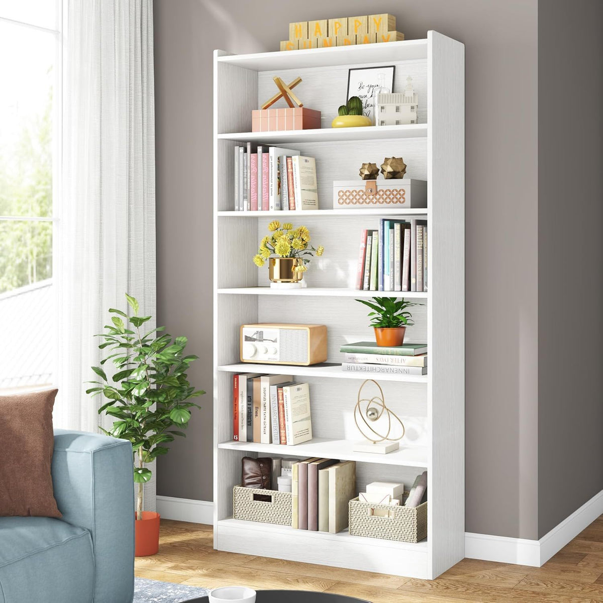 Library Bookshelf With Storage - Multiple Heights Available - White or Black