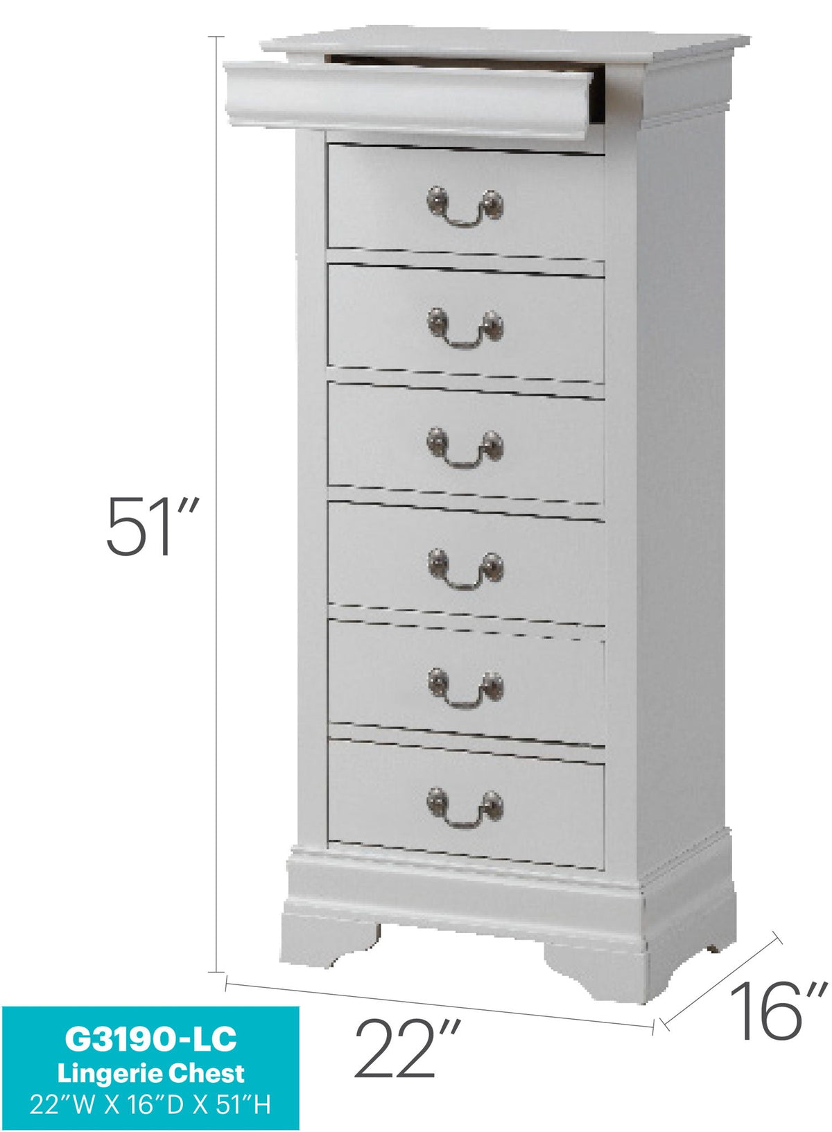 Traditional Style Lingerie Chest with Carved Base - Multiple Colors