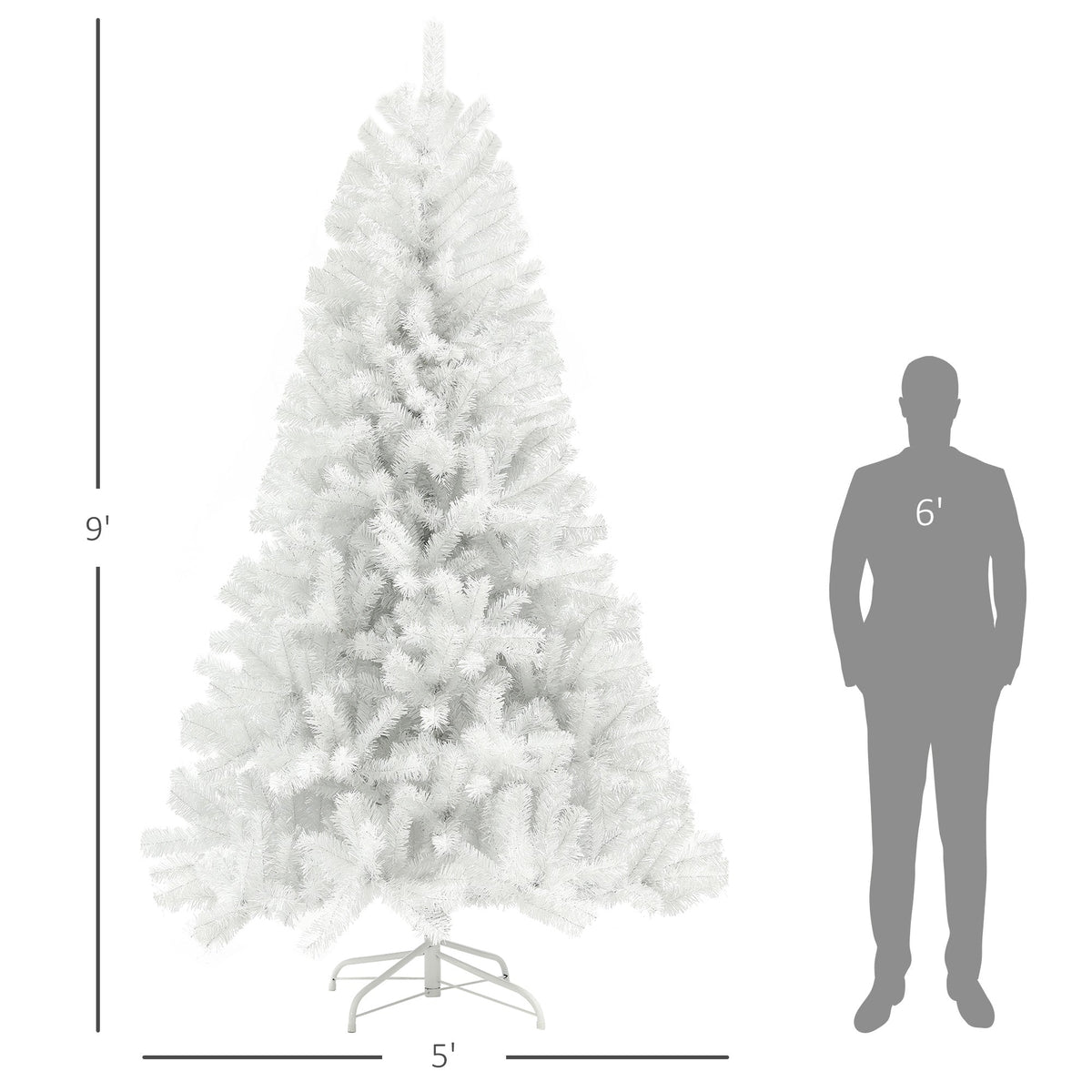9ft Tall Artificial Christmas Tree with Realistic Pine Branches - Green