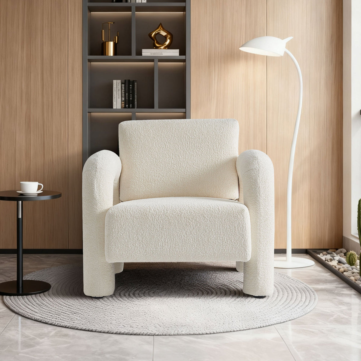 Modern Velvet Accent Chair with Plush Upholstery - Beige