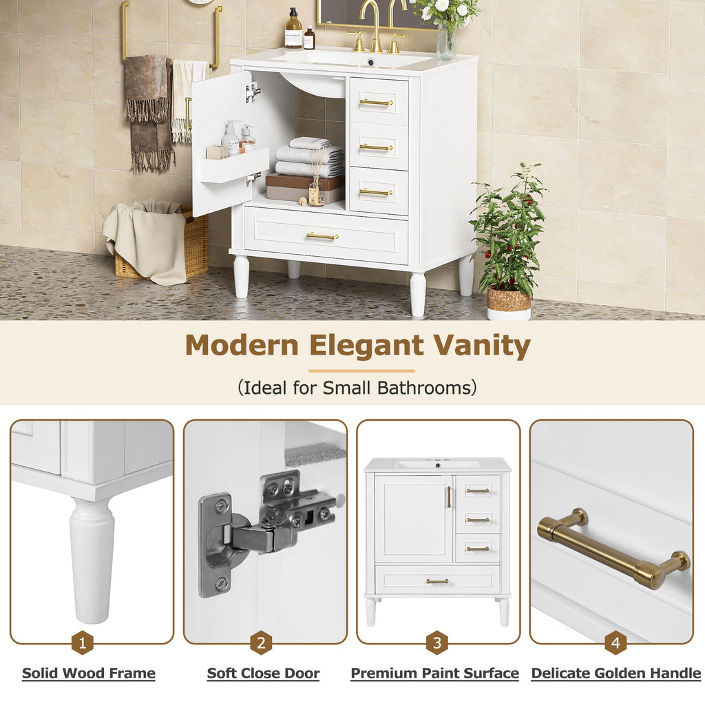 Traditional Bathroom Vanity Set with Soft Close Doors - Multiple Colors