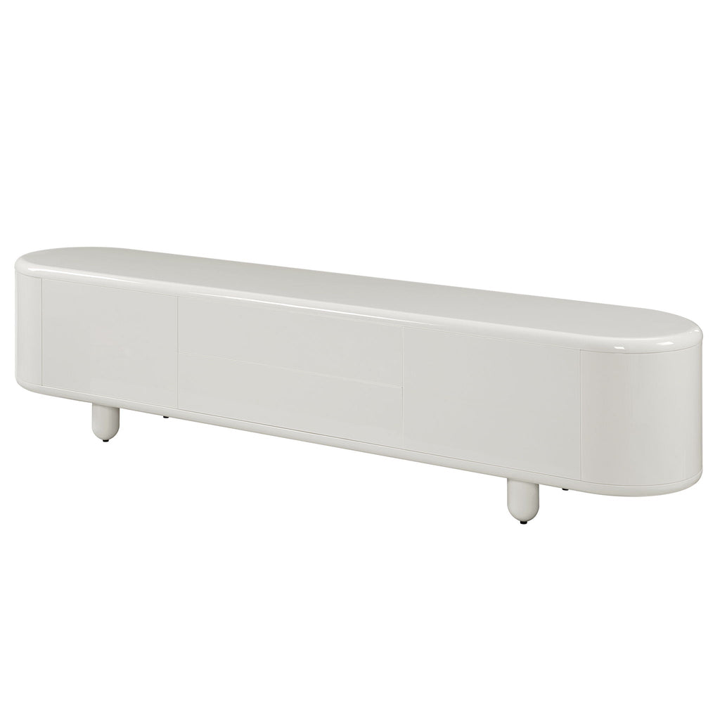 Gloss White TV Stand with Self-Closing Drawers - 94" Wide