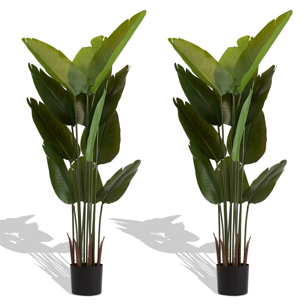 Artificial Plant Set of 2 with Durable Plastic Construction - Green