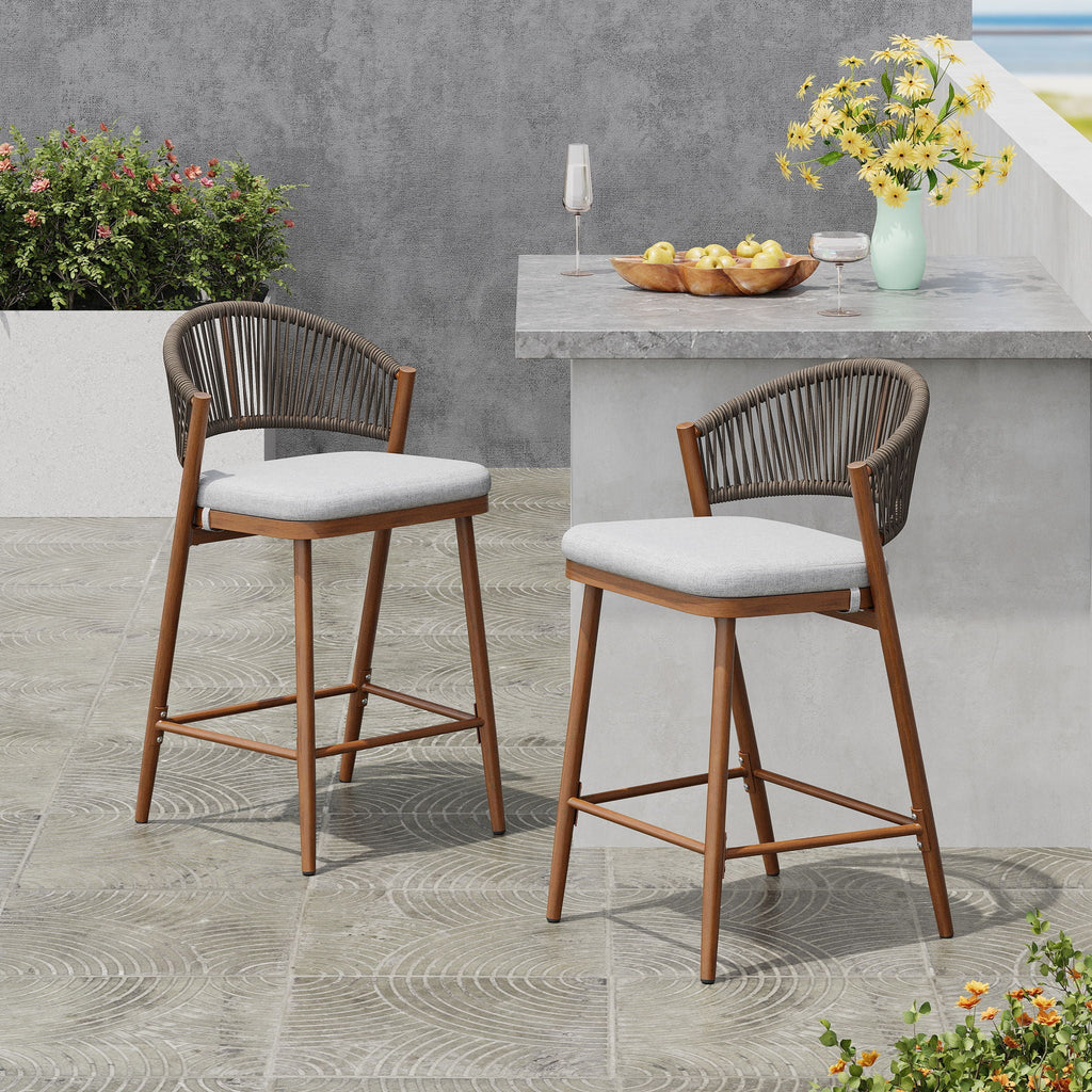 Outdoor 26" Counter Height Metal Frame Counter Stools