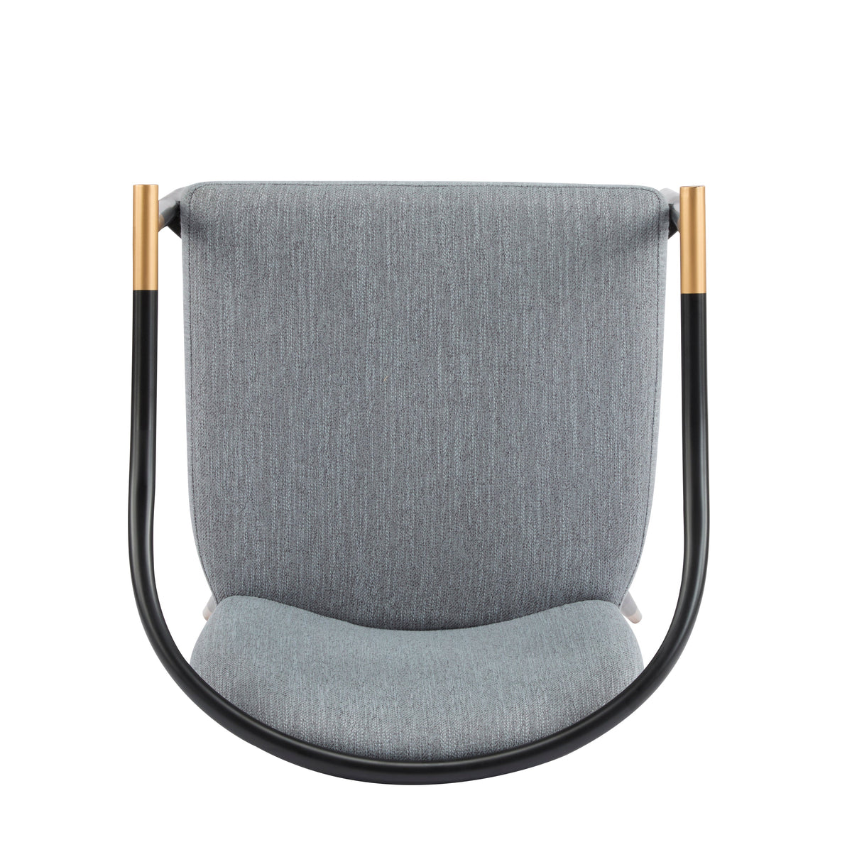 Modern Upholstered Dining Chair Set with Metal Armrests - Black