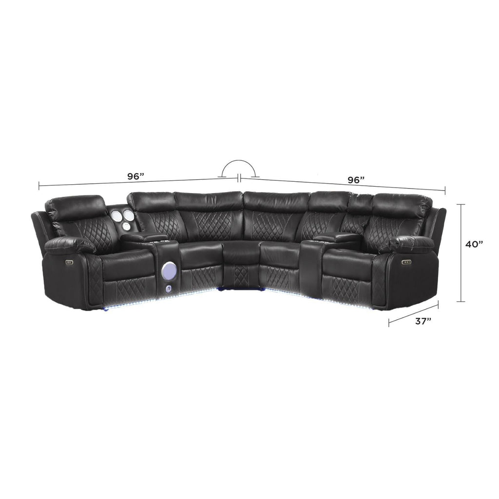 Power Reclining Sectional Sofa with Bluetooth Speakers – Black, Dark Gray, Beige