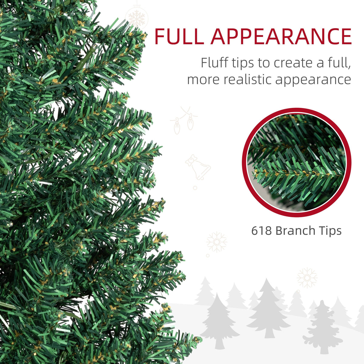 8' Slim Noble Fir Artificial Christmas Tree with Warm LED Lights - Green