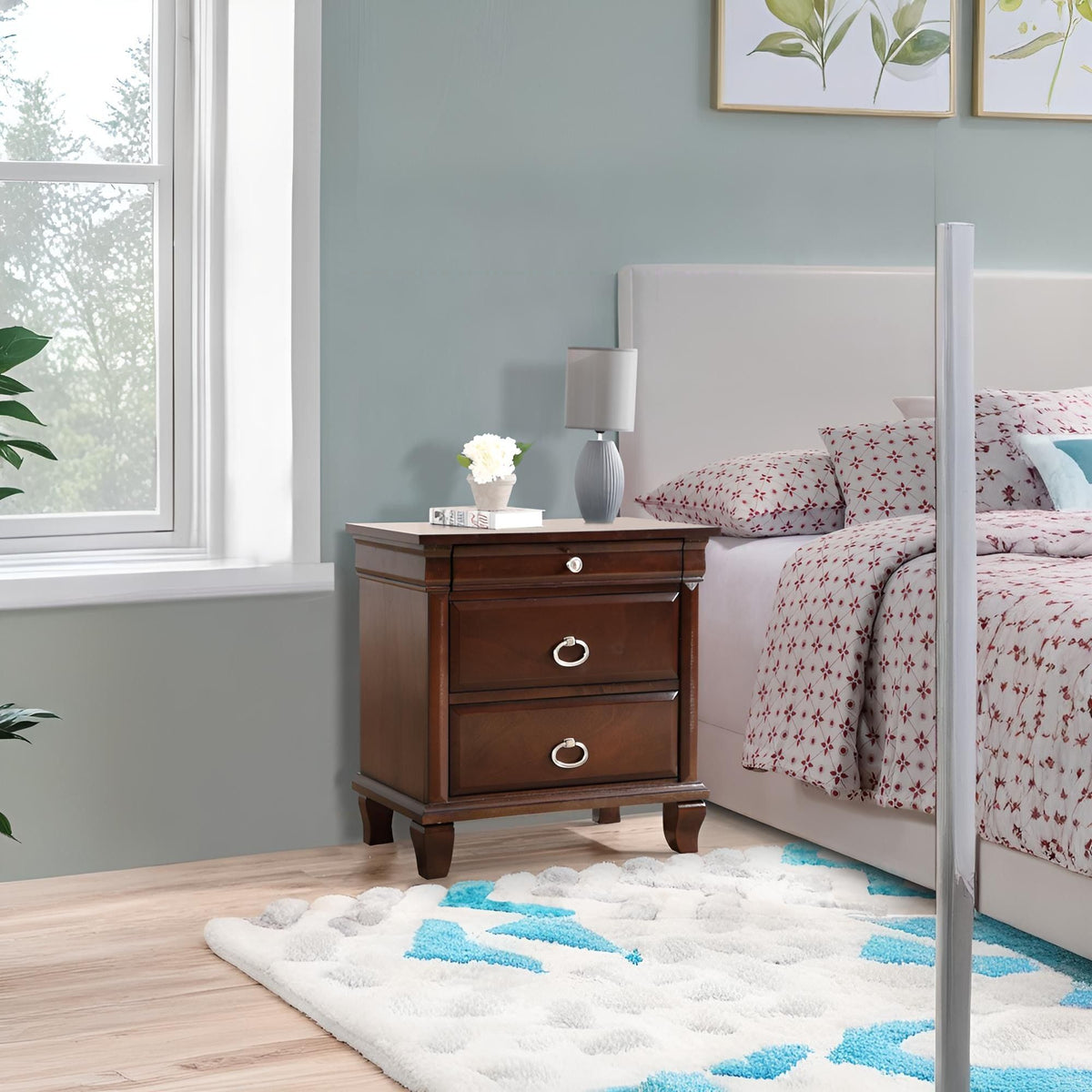Cappuccino Nightstand with Felt-Lined Drawer - Triton