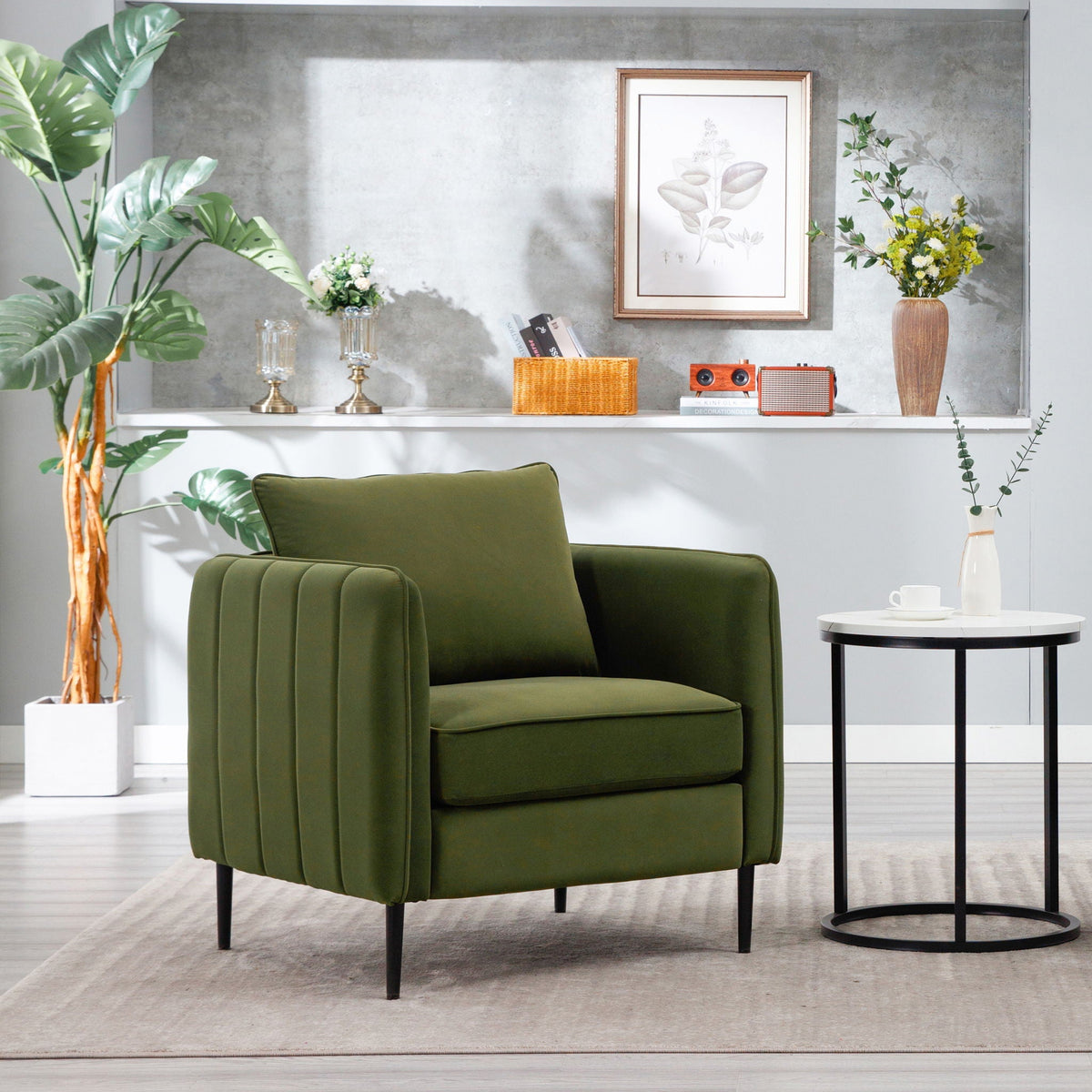 Accent Chair with Removable Pillow - Dark Green or Dark Red